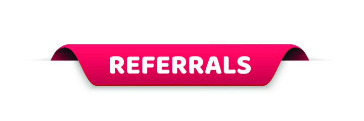 Referrals on red banner, for marketing advertising web banner, vector illustration design, concept of affiliate promotion invitation notice poster