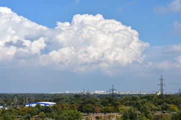 Canvas Print - Image of an amazing blue sky with clouds and sunshine.