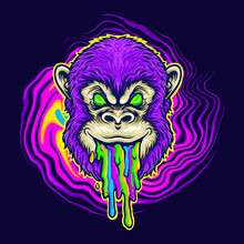 Monkey Trippy Psychedelic Mascot Vector Illustrations For Your Work Logo, Mascot Merchandise T-shirt, Stickers And Label Designs, Poster, Greeting Cards Advertising Business Company Or Brands.