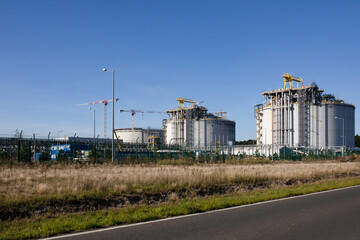 Wall Mural - Gas storage tanks in the city of Swinoujscie, Poland.