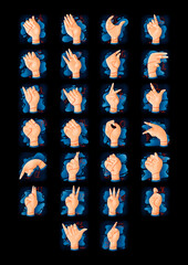 Sign language english alphabet poster