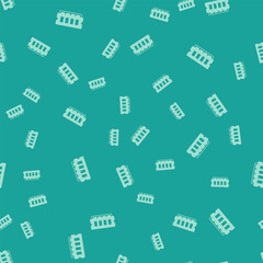 Green RAM, random access memory icon isolated seamless pattern on green background. Vector