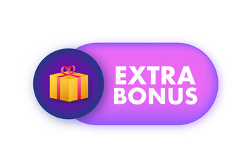 Sticker - Extra Bonus for promotion design. Surprise banner. Discount banner promotion template. Web template for marketing promo design. Vector stock illustration