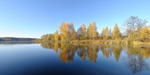 Sticker - Summer fishing on the Desna river, beautiful panorama.