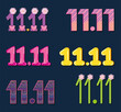 colorful 11 11 numbers set