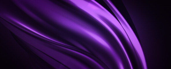 Wall Mural - purple violet luxurious elegant modern futuristic cyberspace chrome shiny metallic waves flow abstra