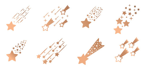 Shooting comet. Set falling stars. Vector stock illustration