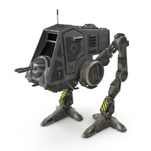 All Terrain Personal Transport Dirt Robotic Walker Isolated On White 3D Illustration