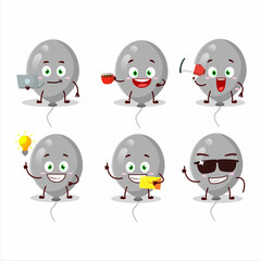 Wall Mural - Grey balloons cartoon character with various types of business emoticons