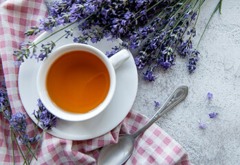 Wall Mural - Cup of lavender tea