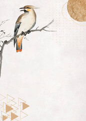 Wall Mural - bird on a branch frame vector