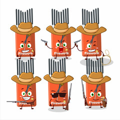 Wall Mural - Cool cowboy firework cartoon character with a cute hat