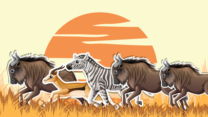 Wall Mural - Thumbnail design with savannah animals