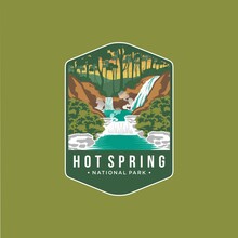 Hot Spring National Park Emblem Patch Logo Illustration