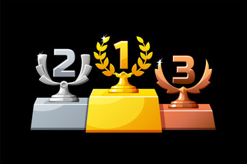 Wall Mural - Podium Trophy Title are silver, bronze and gold for the game.