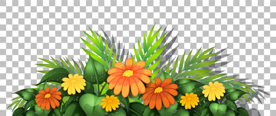 Sticker - Flower bush with leaves on transparent background