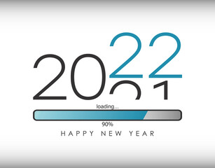 Wall Mural - 2022 New Year illustration with loading bar and percent load. Waiting for loading of New Year and Merry Christmas. Vector.