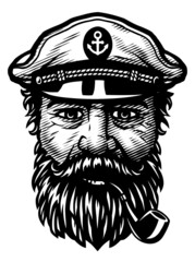 Wall Mural - Captain, with a smoking pipe and a cap. Vector illustration.