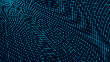Wall Mural - Wireframe landscape background. Digital landscape for presentations. Cyberspace grid. Vector illustration.