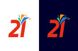 Number 21 firework logo design for anniversary or event