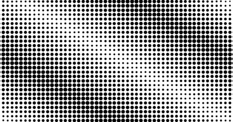 Poster - Monochrome gradient halftone dots background. Pop art pattern template, texture. Geometric Vector Retro Illustration.