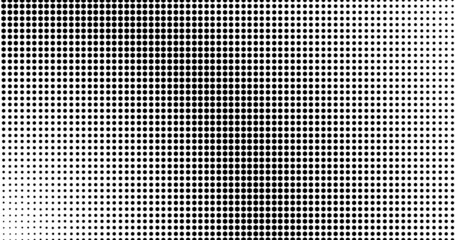 Poster - Monochrome gradient halftone hexagon dots background. Pop art pattern template, texture. Geometric Vector Retro Illustration.