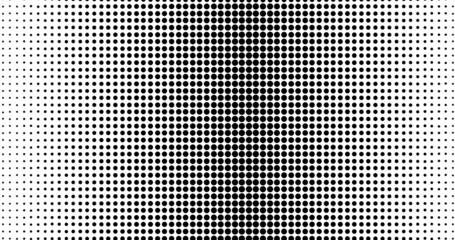 Poster - Monochrome gradient halftone dots background. Pop art pattern template, texture. Geometric Vector Retro Illustration.