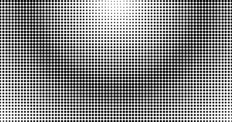 Poster - Monochrome gradient halftone dots background. Pop art pattern template, texture. Geometric Vector Retro Illustration.