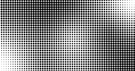 Canvas Print - Monochrome gradient halftone dots background. Pop art pattern template, texture. Geometric Vector Retro Illustration.