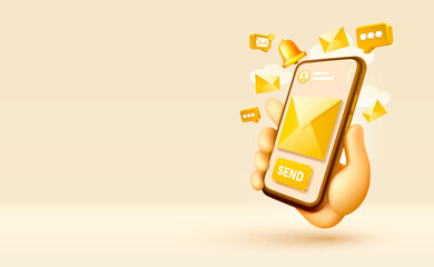 Send an email, message smartphone mobile screen, technology mobile display. Vector