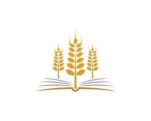 Wall Mural - Wheat farm on the open book logo