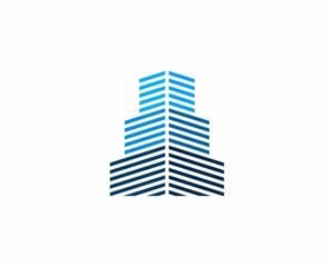 Sticker - Abstract building with blue line logo