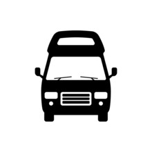 Van Icon. Motorhome, Camper. Black Silhouette. Front View. Vector Simple Flat Graphic Illustration. The Isolated Object On A White Background. Isolate.