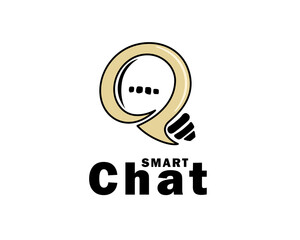 Wall Mural - smart creative bubble talk chat light bulb logo template illustration