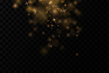 christmas golden dust, yellow sparks and golden stars shine with a special light. vector sparkles wi