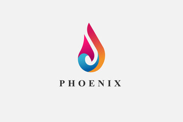 luxury phoenix bird abstract logo design vector template, usable colorful flat logo design template 