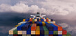 © angkhan - Long exposure international cargo shipping container and commercial logistics business, 3D illustrations rendering