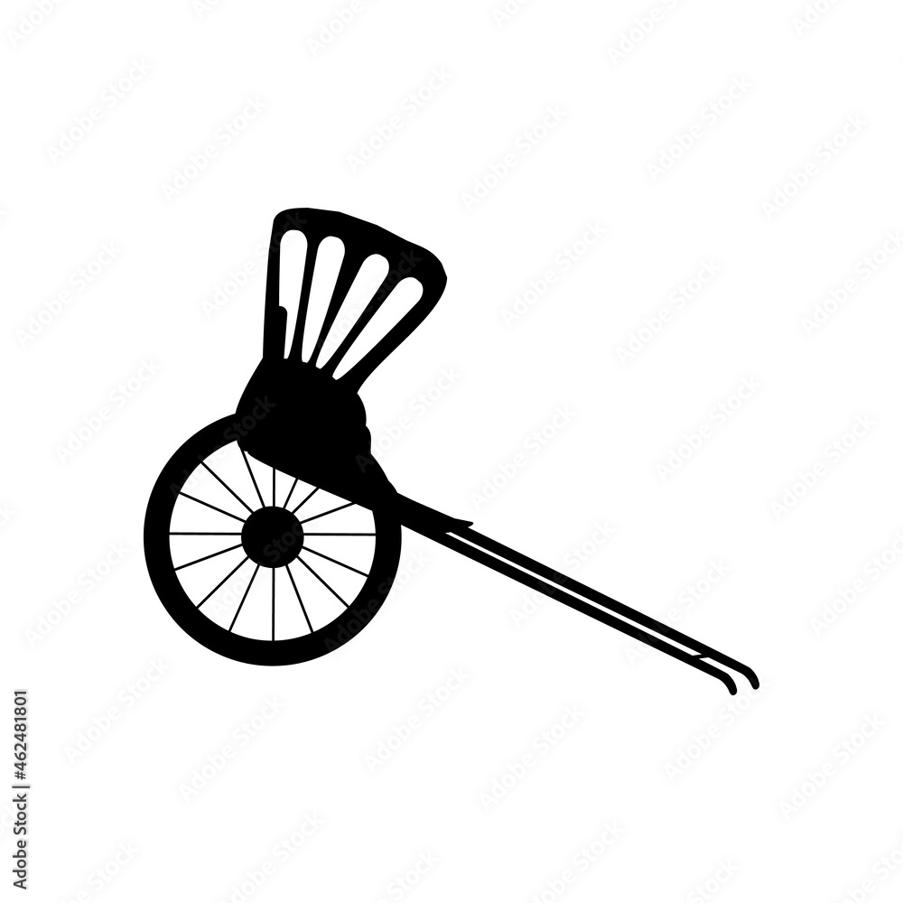 Hand Pull Rickshaw Design Silhouette hand pulled rickshaw. Traditional transportation Stock ...