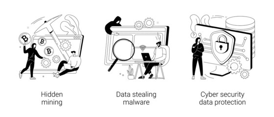 Cyber crime abstract concept vector illustrations.