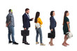 © New Africa - People waiting in queue on white background