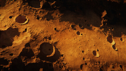 Wall Mural - martian landscape, valley with many craters on planet Mars 