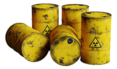 Wall Mural - radioactive waste in barrels, isolated on white background
