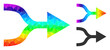 lowpoly combine arrow right icon with spectrum colored. Spectrum vibrant polygonal combine arrow right vector combined of randomized colored triangles.