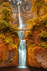 Wall Mural - The Multnomah Falls, a waterfall along a historic river highway in Oregon