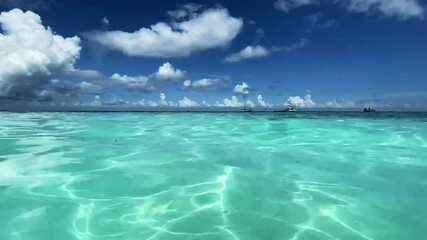 Wall Mural - Azure water of the Indian Ocean against the blue sky. Recreation and tourism concept