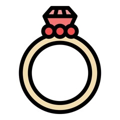 Sticker - Ring jewelry icon. Outline ring jewelry vector icon color flat isolated