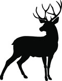 Fototapeta Konie - The vector silhouette of a deer. A horned beast from the forest. Elk, caribou, antelope