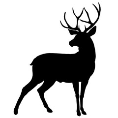 Fototapete - The silhouette of a deer. A horned beast from the forest. Elk, caribou, antelope