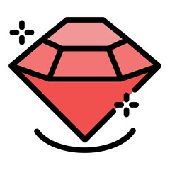 Sticker - Gem diamond icon. Outline gem diamond vector icon color flat isolated