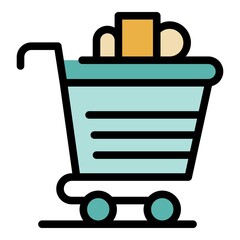Poster - Shopping cart icon. Outline shopping cart vector icon color flat isolated